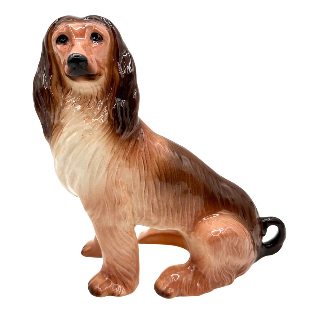 Kingston Pottery England Hand Painted Afghan Dog Statue Figurine